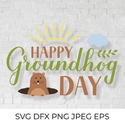Happy Groundhog Day lettering  SVG