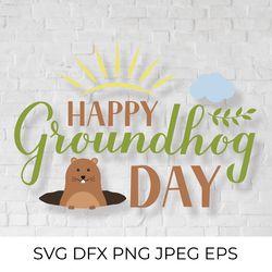 happy groundhog day lettering svg