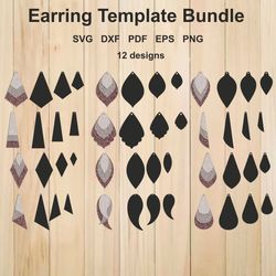 Earrings SVG Bundle, Earring Templates For Laser Cutting, Cricut, Silhouette Studio And Other Cutting Machines