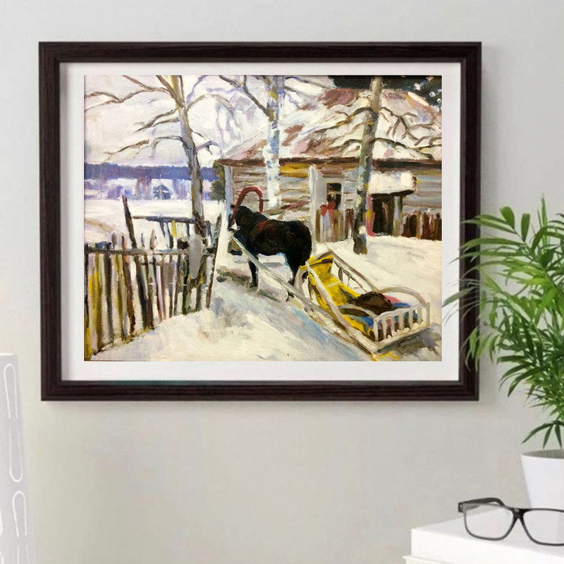village oil painting