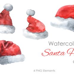 christmas clipart. santa hats clipart. winter art