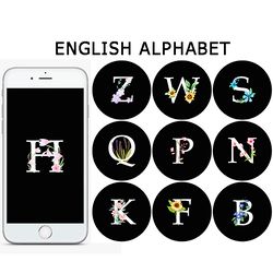 26  english alphabet instagram highlight covers.  letters social media icons. black instagram highlight story