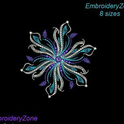 flourish snowflake 003 embroidery design, christmas embroidery, snowflakes embroidery pattern, mandala embroidery