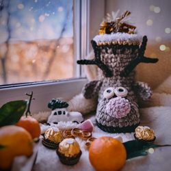Crochet pattern boot basket reindeer PDF digital instant download, video tutorial, Christmas ornament, bottle holder