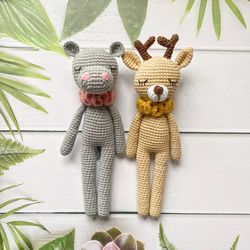 Crochet PATTERNS deer, hippo, Amigurumi pattern, Crochet animals, Crochet pattern toys