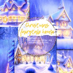 Christmas fairytale house digital scrapbooking paper set