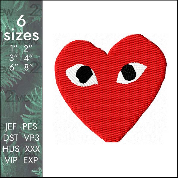 comme des garcons heart eyes fashion machine embroidery design