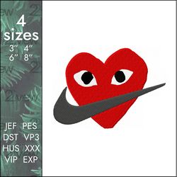 Nike Comme des Garcons Embroidery Design, heart eyes logo, 4 sizes