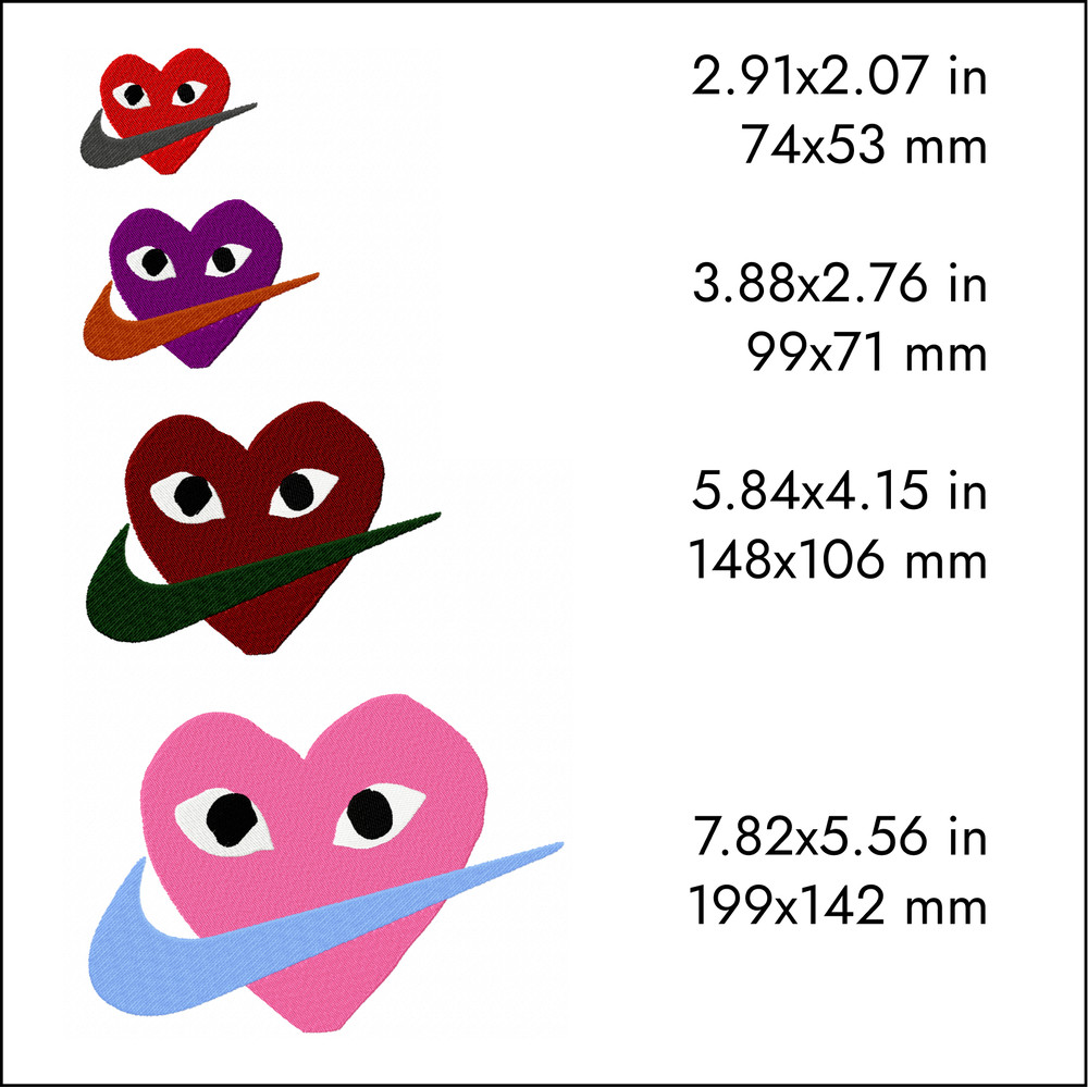 nike swoosh comme des garcons logo machine embroidery designs