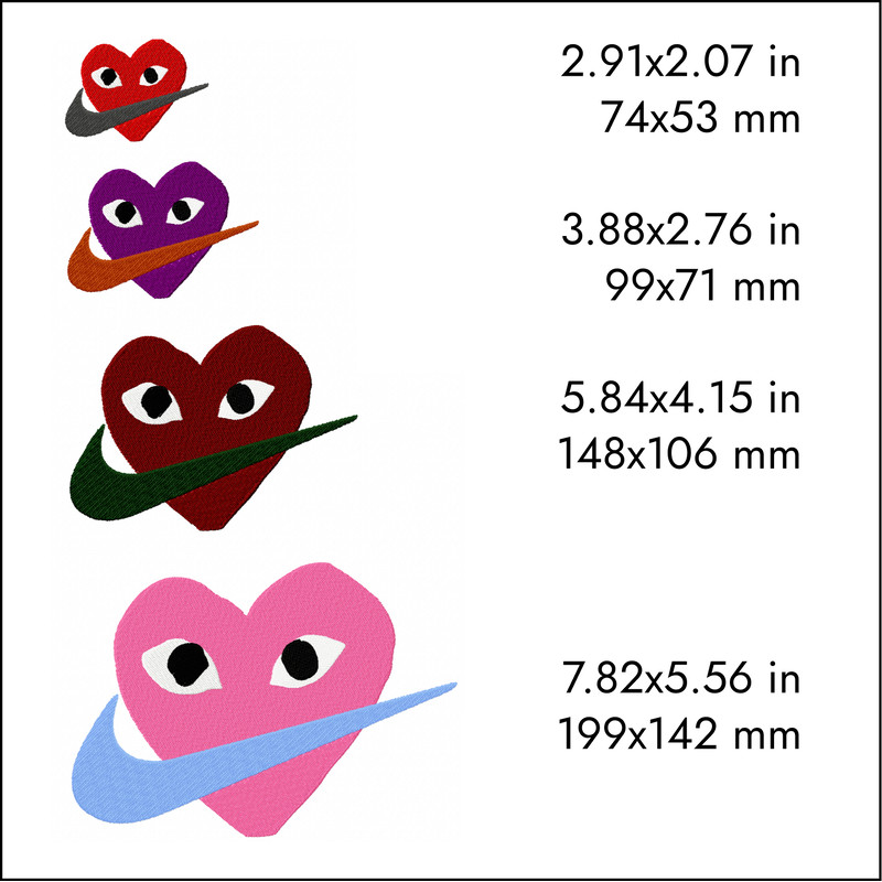 nike swoosh comme des garcons logo machine embroidery designs