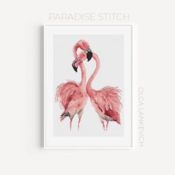 Lovers Flamingos cross stitch pattern PDF and Saga