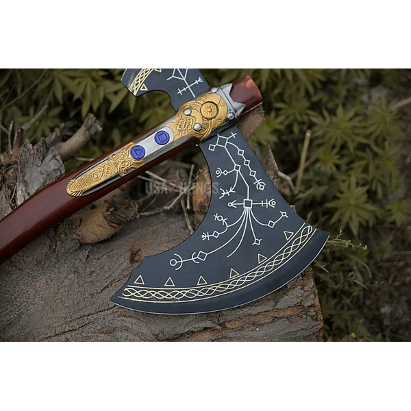 God of war - Kratos Leviathan Axe, carbon steel tomahawk gift, Scandinavian axe, axe, Norse axe, Celtic axe, battle axe, gift for him (1).jpg
