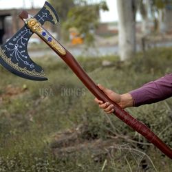 God of war - Kratos Leviathan Axe, carbon steel tomahawk gift, Scandinavian axe, axe, Norse axe, Celtic axe, battle axe,