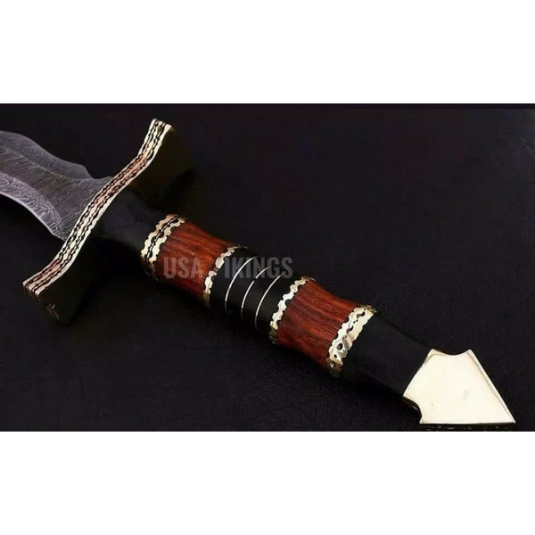 KRIS SWORD, DAMASCUS Sword, Engraved Custom Medieval Real Viking Sword With Leather Sheath (1).jpg