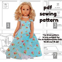 Pdf pattern for Gotz doll 48-50 cm/18-20", dress for doll, Gotz doll clothes,Gotz dress, pdf pattern doll dress for Gotz
