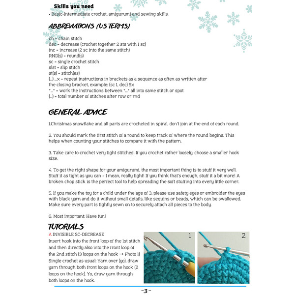Amigurumi Crochet Christmas Snowflake , Crochet pattern, Dig