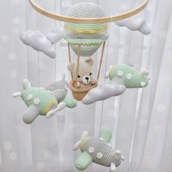 Baby mobile boy, airplane crib mobile, expecting mom gift, travel nursery decor, new parents gift, pregnancy gift.
