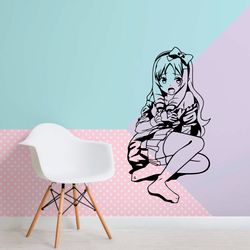 Cute Anime Girl Sticker Wall Sticker Vinyl Decal Mural Art Decor
