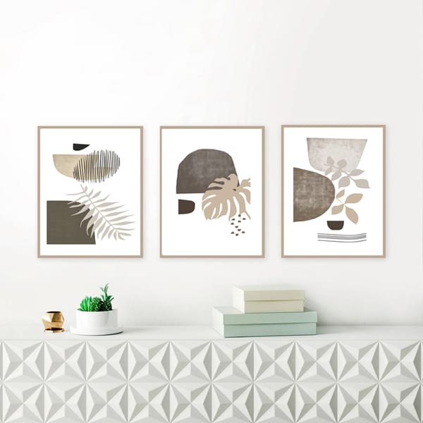 Scandi Art Gray Print Modern Poster Set Of 3 Wall Art Instan - Inspire ...