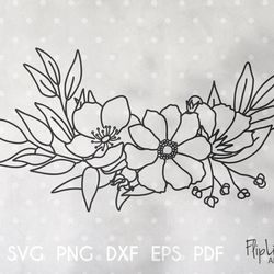 Wildflower svg floral wreath png wedding invitation svg Flower Sketch spring clipart wedding svg hand drawn flowers svg