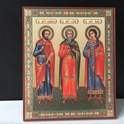 Three Saints Samon, Guri & Aviv |  Silver foiled lithography mounted on wood | Size: 5 1/4" x 4 1/2"
