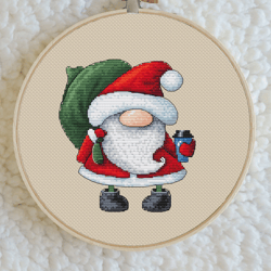 Christmas Gnome Cross Stitch Pattern - Santa Cross Stitch Counted Chart - Pattern PDF Instant Download