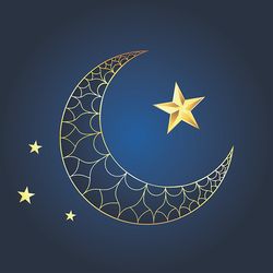 Decorative ornamental crescent moon and star design
