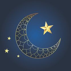 decorative ornamental crescent moon and star design