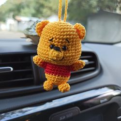 Crochet car hanging,keychain Bear Winnie the Pooh ,cute accessories for bag, mini toy bear charm for bag