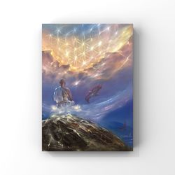 Digital painting "Who am i" Mountains Print Digital Art Oil painting Canvas