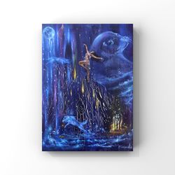 Digital painting "Dancing on the cliff" Print Digital Art Oil painting Canvas