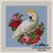 White Cockatoo in Flowers antique needlepoint berlin woolwork cross stitchs