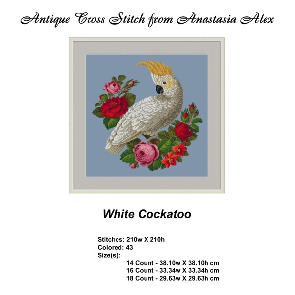 White Cockatoo cross stitch pattern