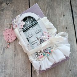 Wedding junk journals for sale Romantic junk book handmade with lace Chunky roses notebook bridal thick complete