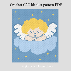 Crochet C2C Sleeping Angel blanket pattern PDF Download