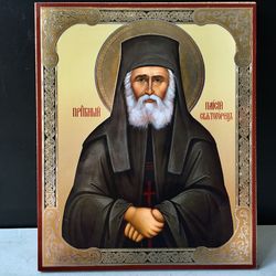 Saint Paisios of Mount Athos, Monastic | Lithography icon print on Wood | Size: 5 1/4" x 4 1/2"