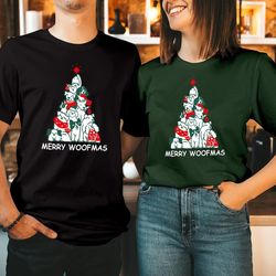 TSHIRT (5066) MERRY WOOFMAS Shirt Dogs Xmas Tree For Dog Lovers Kids Family Holiday Christmas T-Shirt