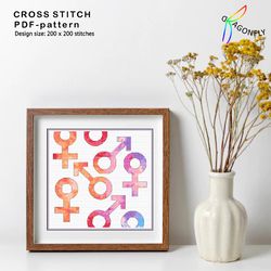 Cross stitch pattern - Male and female / Hand embroidery design Digital PDF file