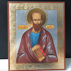 St. Paul the Apostle | Lithography icon print on Wood | Size: 5 1/4" x 4 1/2"