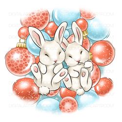 Christmas bunny sublimation design, PNG illustration