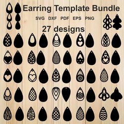 Earrings SVG Bundle, Earring Templates For Laser Cutting, Cricut, Silhouette Studio, Earring Pattern SVG Cut Files