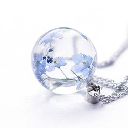 Forget me not necklace. Real Forget me not flowers jewelry. Dried flowers resin jewelry. Blue forget-me-nots flower gift