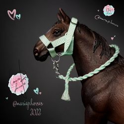 Schleich mint toy horse TACK custom handmade kids accessories Halter and Lead Rope set MariePHorses Collecta Papo Mojo