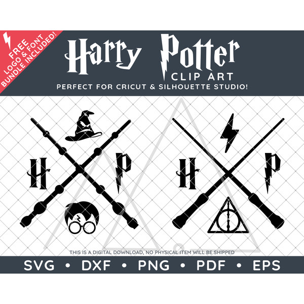 Harry Potter Wand Cross Designs by SVG Studio Thumbnail.png