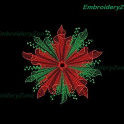 Poinsettia embroidery design, christmas embroidery, christmas flower embroidery pattern, mandala design