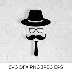 hipster flat icon svg. character with a beard, hat, and pipe.