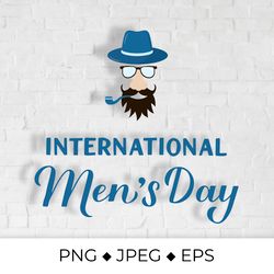 International Mens Day lettering with hipster