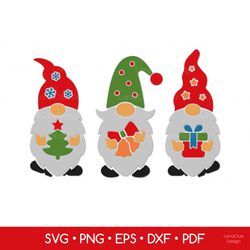 Christmas Gnomes SVG - Three Holiday Gnomes Cut Files