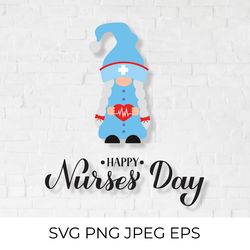 Happy Nurses day. Nurse Gnome SVG