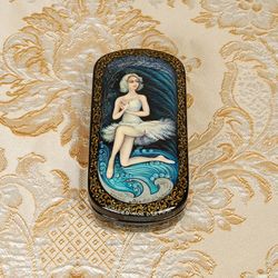 Odette ballerina lacquer box hand-painted Swan Lake ballet miniature art